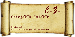 Czirják Zalán névjegykártya